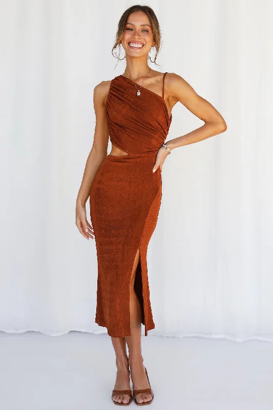 Block It Out Midi Dress Rust