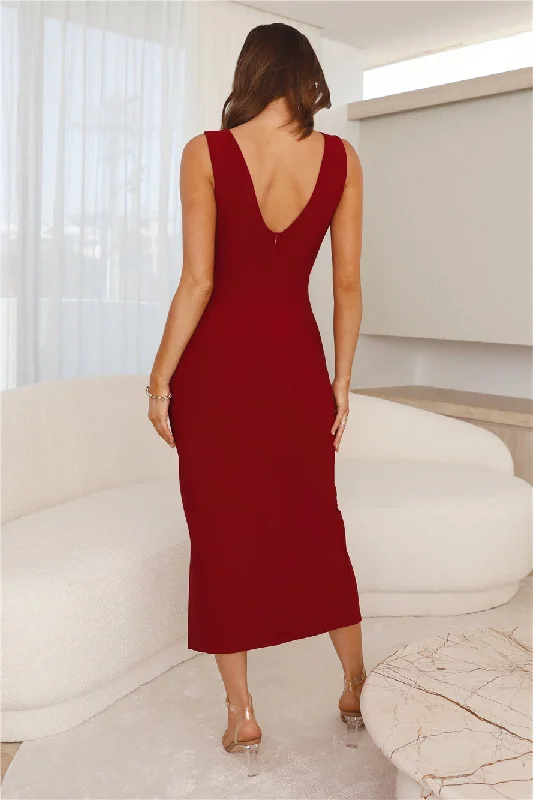 Talk The Walk Midi Dress Wine