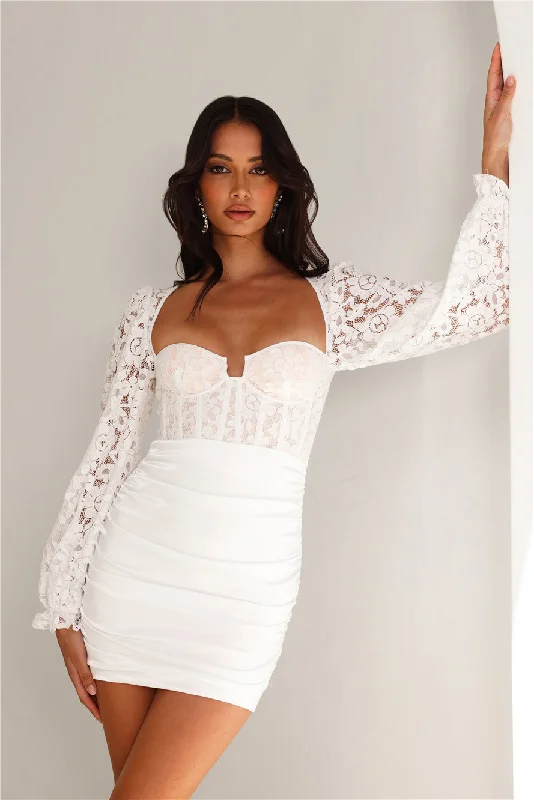 Wild After Party Lace Mini Dress White