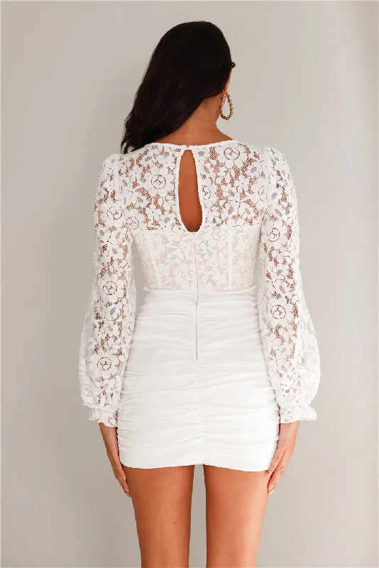 Wild After Party Lace Mini Dress White