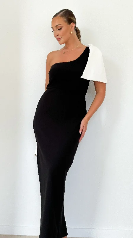 Celeste Midi Dress - Black/White Bow