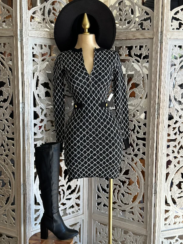 Diamond Pattern Sweater Dress