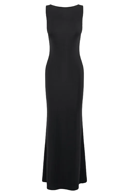 Tarna Sleeveless Slinky Maxi Dress - Black