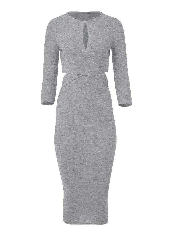 Cutout ribbed midi dress - Heather Grey