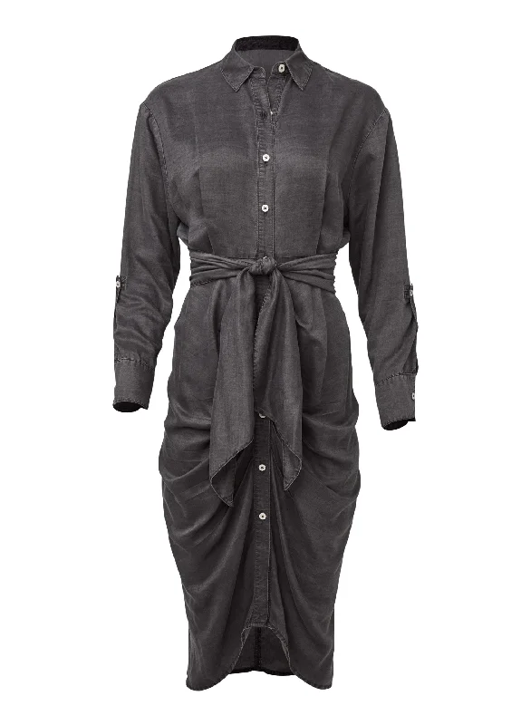 Button-front shirt dress - Grey