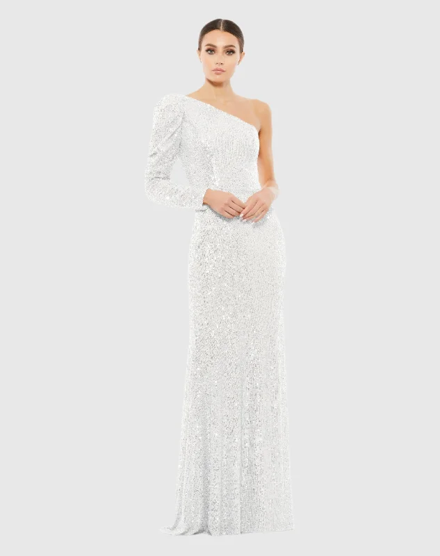 Sequined One Shoulder Trumpet Gown