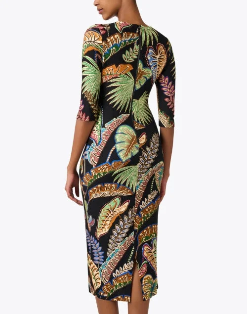 Black Foliage Print Dress