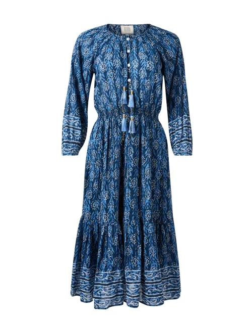 Courtney Blue Print Cotton Silk Dress