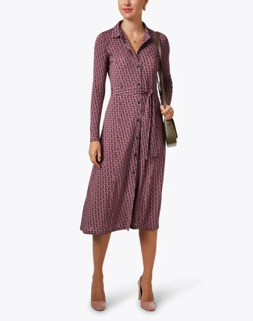 Multi Geometric Print Shirt Dress