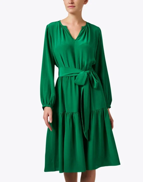 Pauline Green Silk Midi Dress