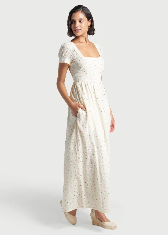 Regency Romance Embroidered Maxi Dress