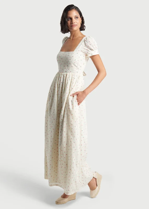 Regency Romance Embroidered Maxi Dress