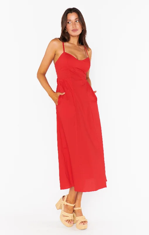 Allegra Midi Dress ~ Cherry Poplin