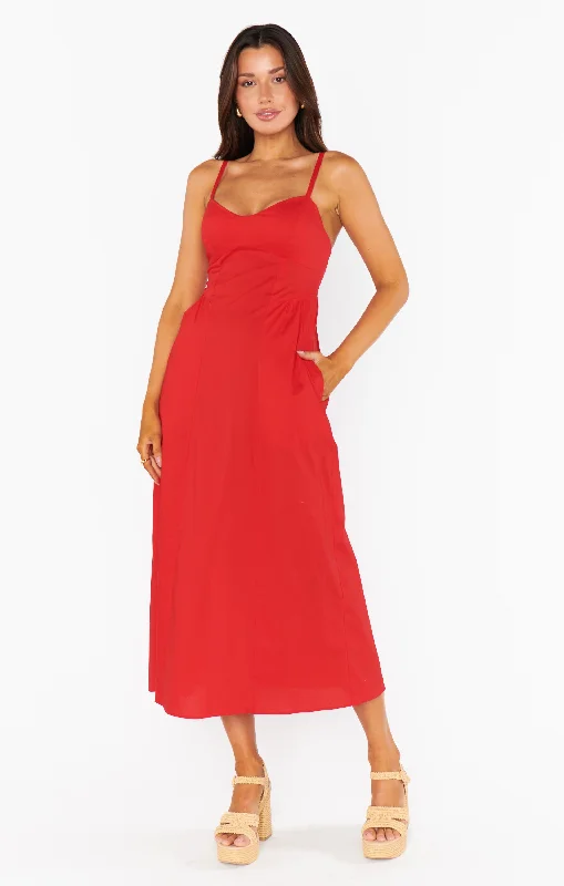 Allegra Midi Dress ~ Cherry Poplin