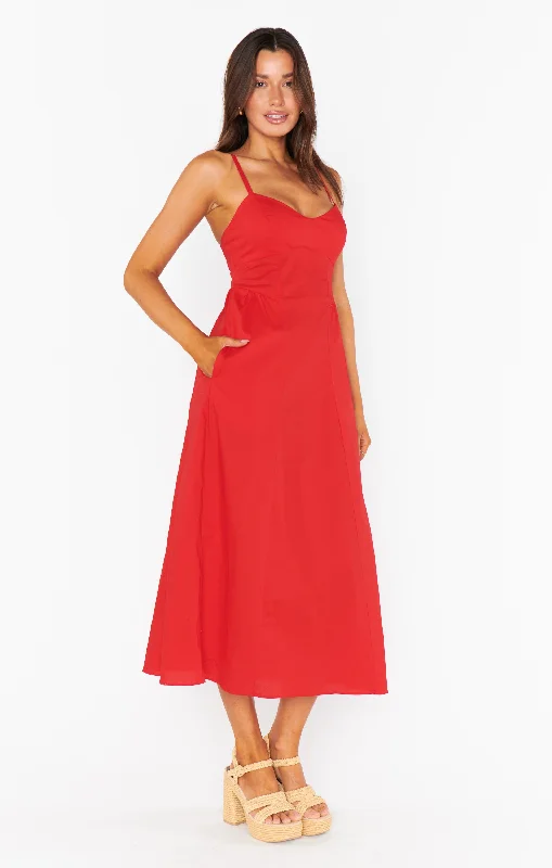 Allegra Midi Dress ~ Cherry Poplin