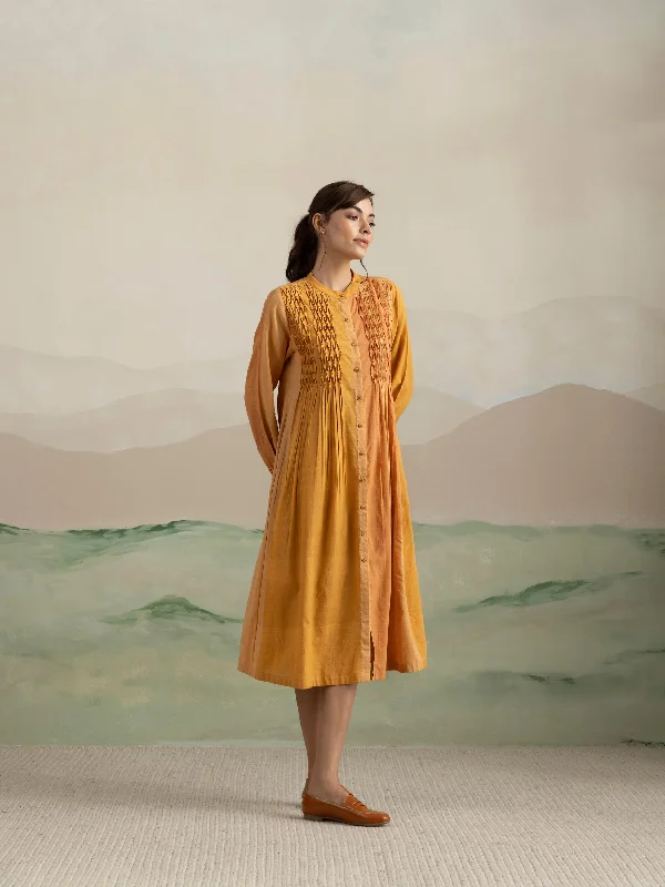 Autumn Leaves Smock Midi Dress