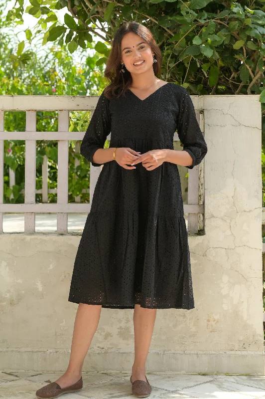 Black Cotton Hakoba Dress