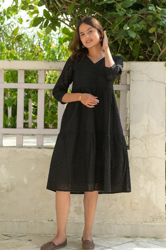 Black Cotton Hakoba Dress