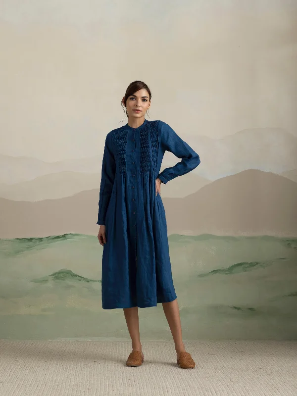 Blue Creek Smock Linen Midi Dress