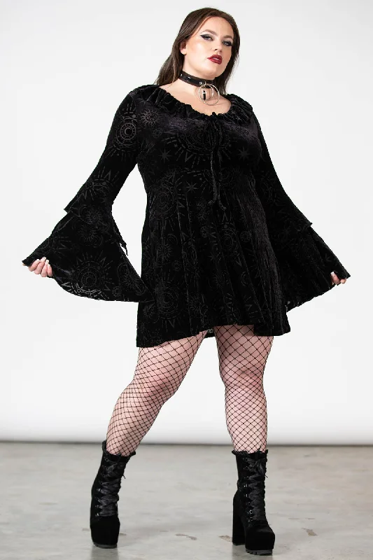 Celestite Long Sleeve Burnout Dress [PLUS]