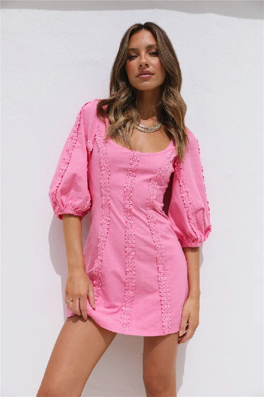 Crashing Into You Dress Pink