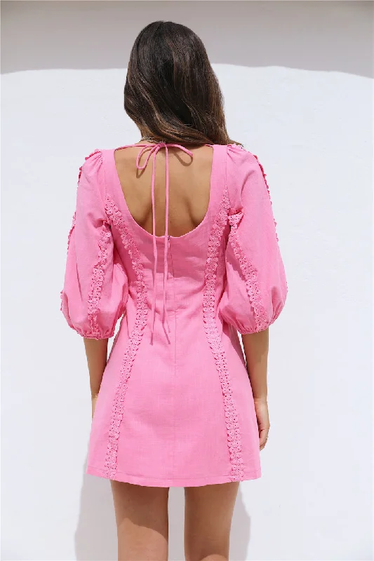 Crashing Into You Dress Pink