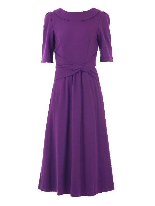 Jolie Moi Fold Over Fit and Flare Midi Dress, Dark Purple