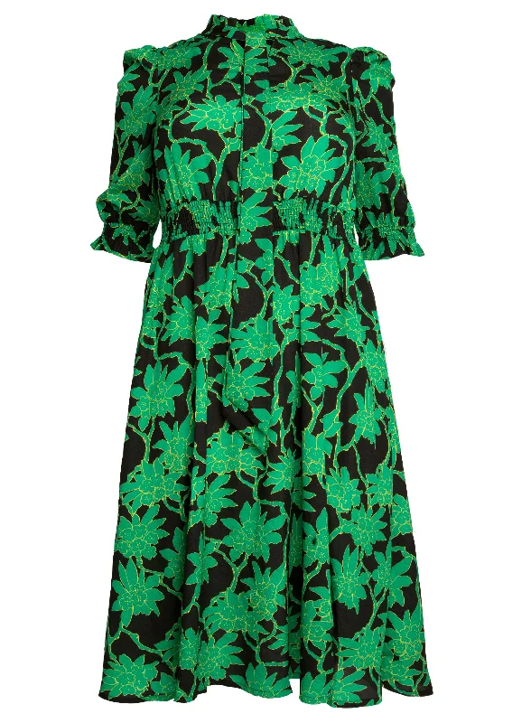 J by Jolie Moi Tie Neck Woven Midi Dress, Green Multi