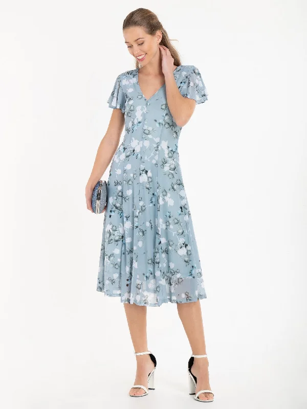 Jolie Moi Amia Floral Print Midi Dress, Blue Floral