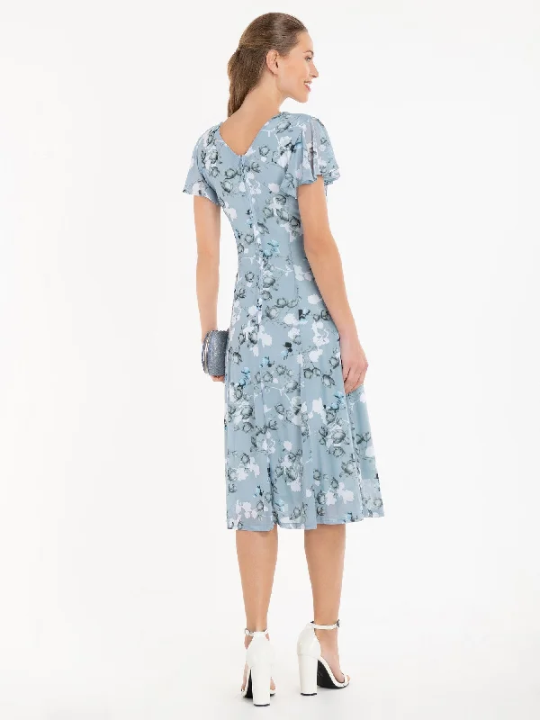 Jolie Moi Amia Floral Print Midi Dress, Blue Floral