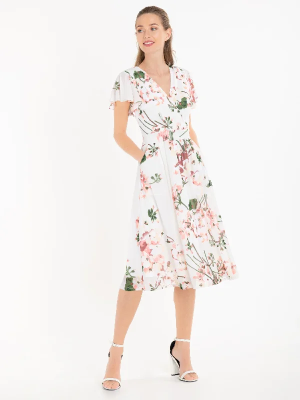 Jolie Moi Chailee Midi Dress, Cream Floral