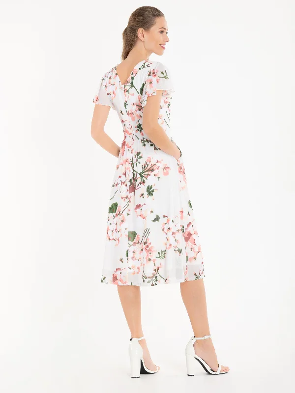 Jolie Moi Chailee Midi Dress, Cream Floral