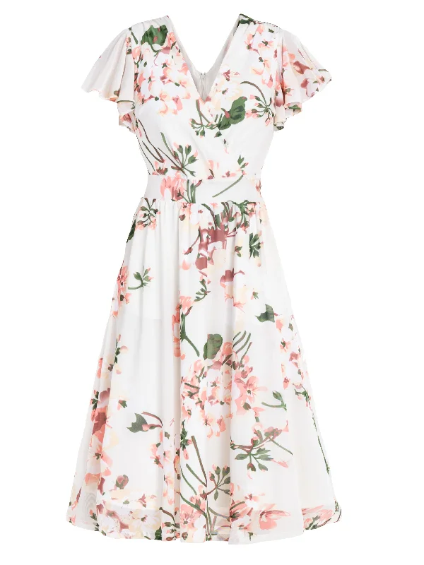 Jolie Moi Chailee Midi Dress, Cream Floral