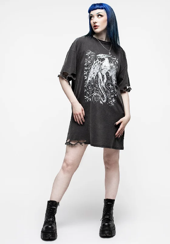 Kilgharrah Unisex Distressed Acid Washed Tee Dress