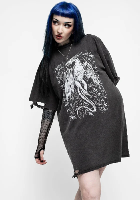 Kilgharrah Unisex Distressed Acid Washed Tee Dress