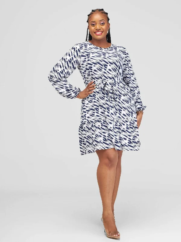 Lizola Dudi Shift Dress - Navy Blue / White