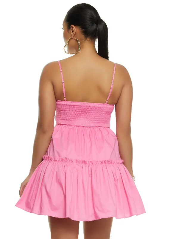 Poplin Tiered Tulle Mini Skater Dress