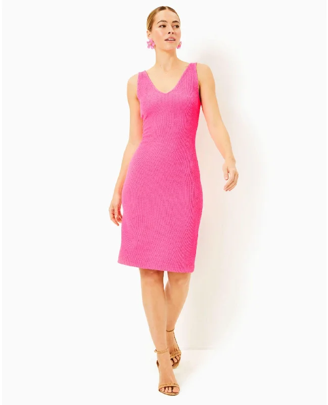 Stassi Knee Length Textured Scrunch Dress