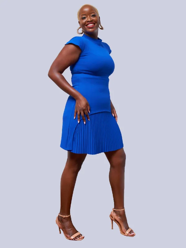 Tuli Lesedi Plisse Detail Dress - Royal Blue