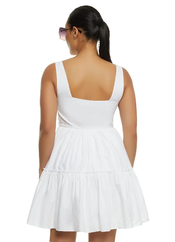 Poplin Sleeveless Tiered Dress