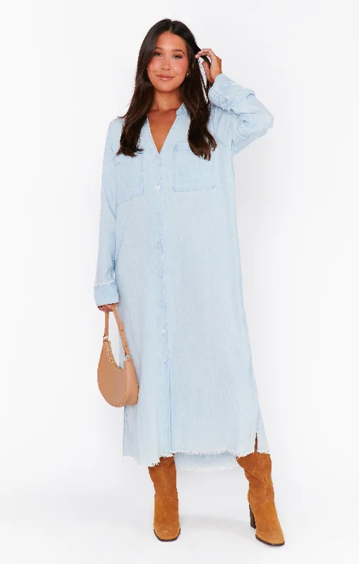 Wilmington Long Shirt Dress ~ Light Chambray