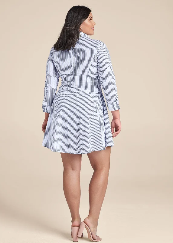 Collared shirt dress - Off White & Navy