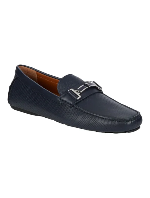 Bally Drulio Men's 6211257 Navy Leather Loafer Shoes