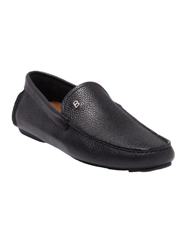 Bally Wander Men's 6220101 Black Pebbled Grained Loafers