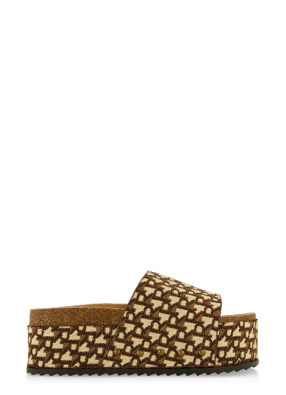 Cork Footbed Platform Slide Sandals