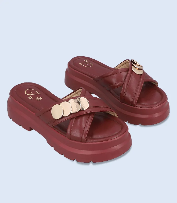 BW6644-MAROON-Women Platform Slipper