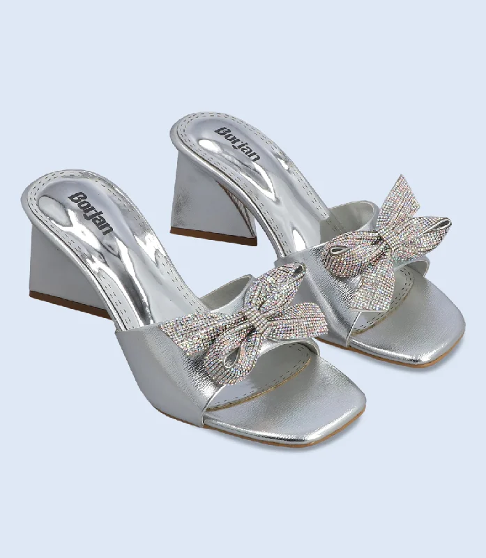 BW7305-SILVER-Women Slipper Heel