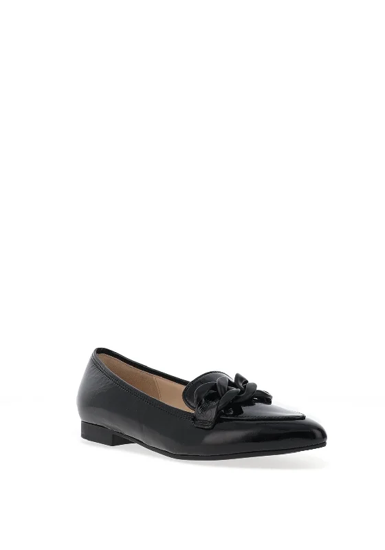 Gabor Patent Pointed Toe Loafers, Black