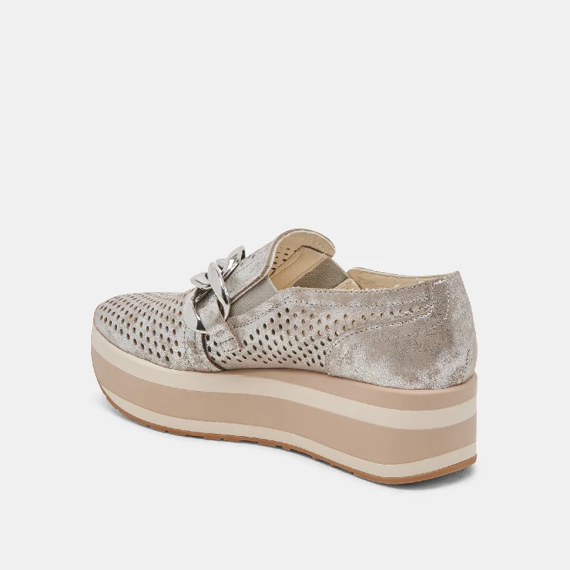 JHENEE PERFORATED SNEAKERS SILVER NUBUCK