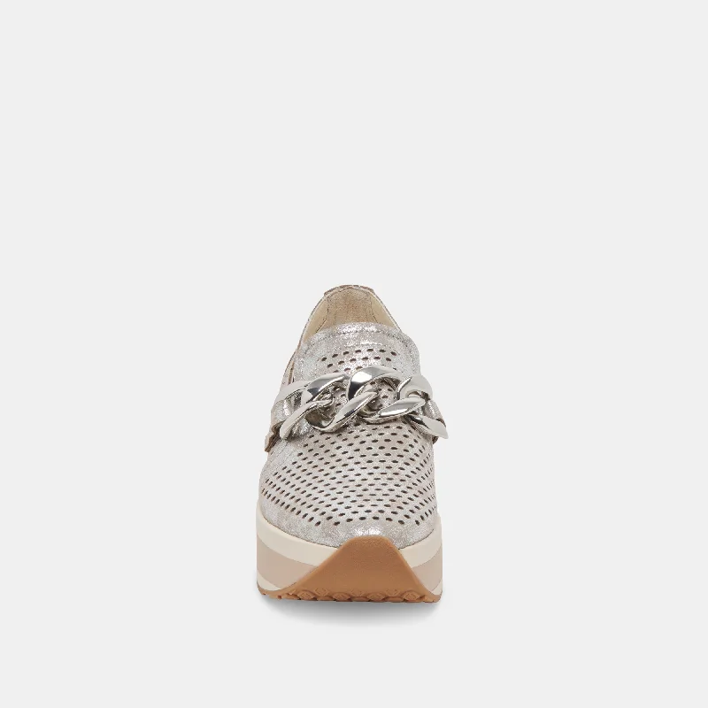 JHENEE PERFORATED SNEAKERS SILVER NUBUCK